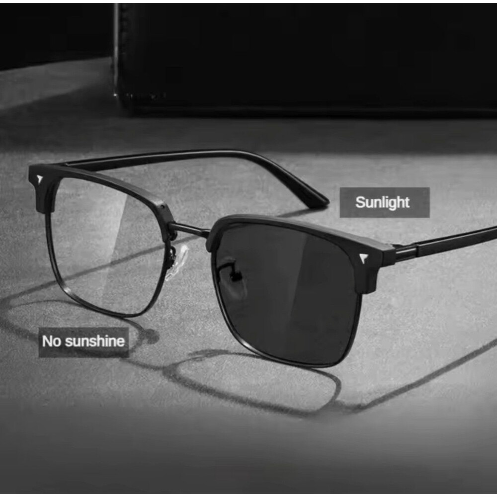 Photochromic Frameless Eyeglasses for Men Fashion Glasses Anti Radiation Eye Sun
